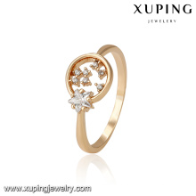 14865 venda quente moda jóias mais recente anel de ouro projetos para meninas ambiente de cobre anel de dedo com zircão da forma da estrela